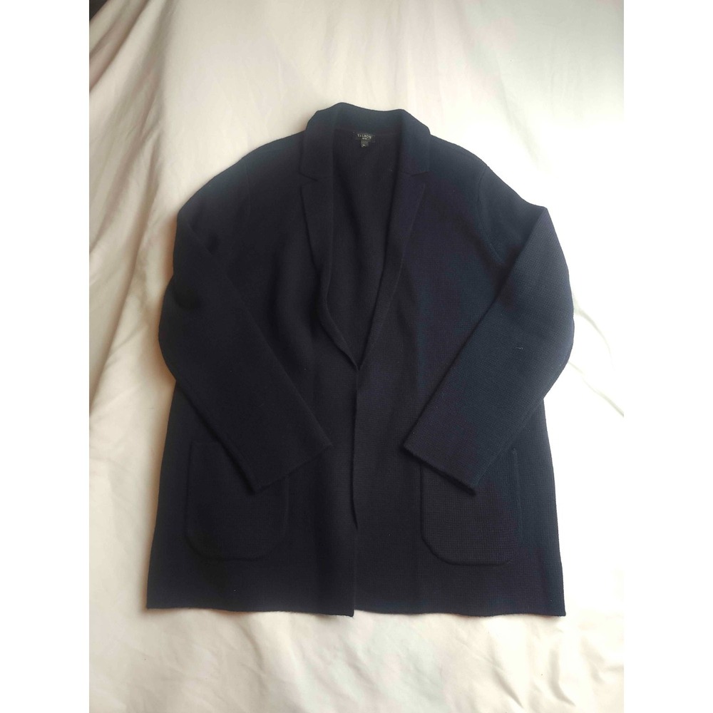 Talbots Blazer Jacket Womens Size MP Black Knit Wool Blend Academia Heritage